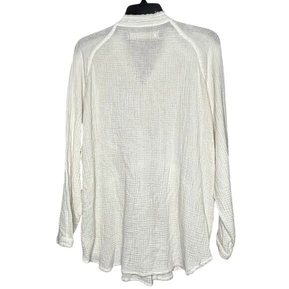 We The Free White Summer Daydream Gauze Pockets Button Down Oversized Top XS - Picture 2 of 7